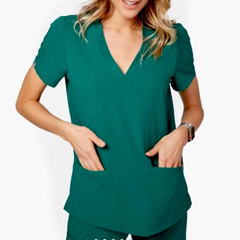 Figs Hunter Green Top Size Medium